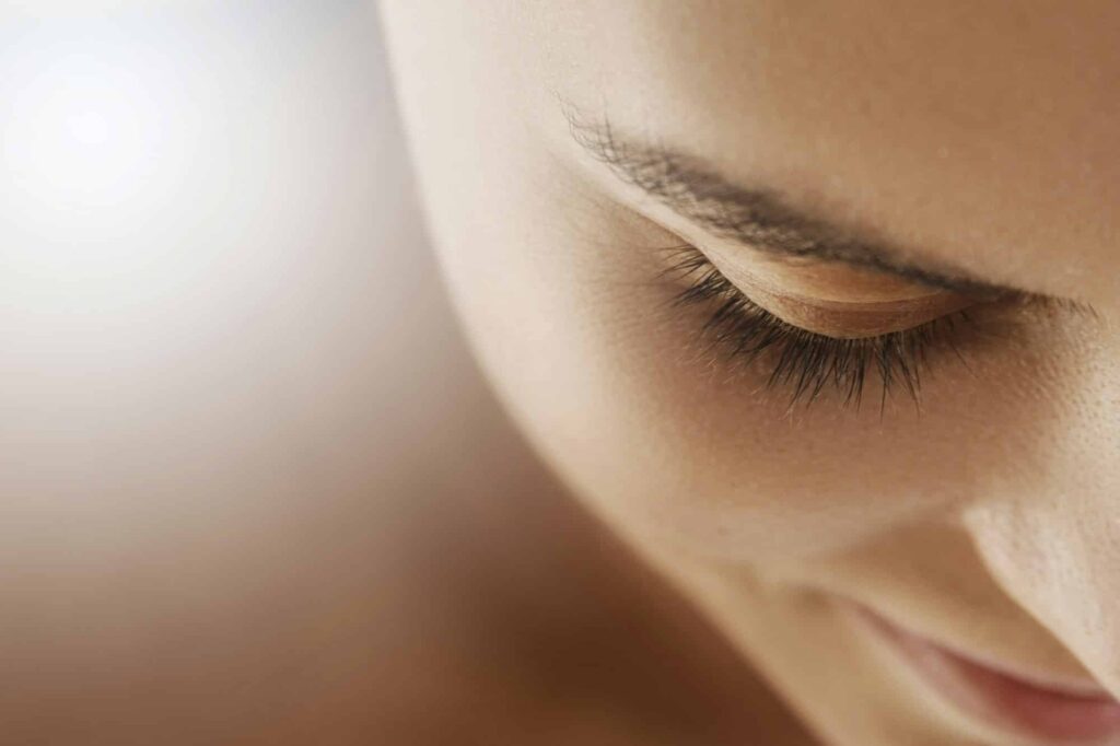 close up womans face beatiful smooth skin from microneedling
